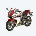 Sleek Red White Blue Sport Motorcycle With Aerodynamic Body And Black Seat