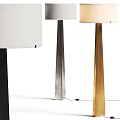 Modern Floor Lamps With White Shades And Black Silver Gold Tapered Bases For Interior Design