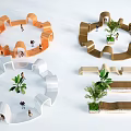 Modern Curved Outdoor Chairs With Modular Design And Green Plants For Garden Relaxation