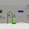 Cute Kids Clothing Store with Green Frog Decoration Display Racks and HELLO Sign