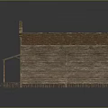 Saloon Background Wall with Wooden Structure Arched Top Red Tiled Roof Signboard Porch and Steps