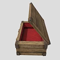 Open Wooden Storage Box for Hardware Tools with Red Diamond Lining and Metal Clasps