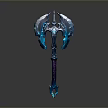 Ornate Crystal Battle Axe With Blue Purple Design And Icy Edge Weapon