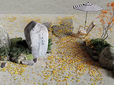 Modern Deciduous Landscape Leaves Dead Leaves Fake Stone Landscape Sketch 3d model