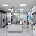 Modern Laboratory Interior With Lab Bench Fume Hood And Scientific Equipment