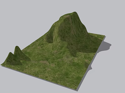 Garden Landscape With Green Rolling Hills And Lush Grass Covered Terrain 3d model