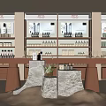 Elegant Modern Mall Store Interior With Display Shelves And Marble Product Stands