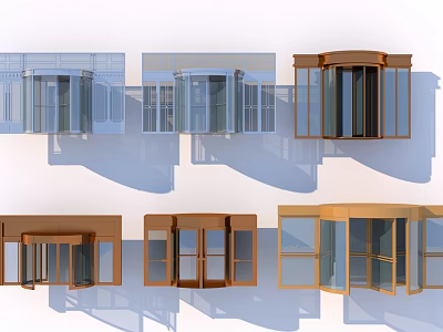 Various Modern Door And Window Designs With Different Colors And Styles 3d model