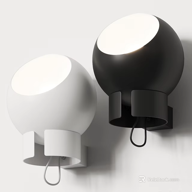 Modern Spherical Wall Lamps White And Black Design For Indoor Lighting 3d model 