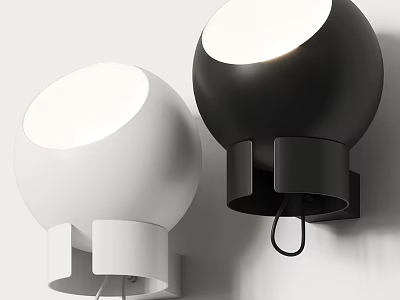Modern Spherical Wall Lamps White And Black Design For Indoor Lighting 3d model