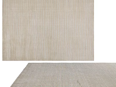 Beige Square Rug With Vertical Striped Pattern In Neutral Tones For Living Room 3d model