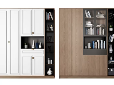 Modern White And Brown Bookcase With Open Shelves Storage For Books And Decorative Items 3d model
