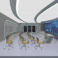 Modern Control Room Interior With Multiple Monitors Control Desks And China Map 3d model
