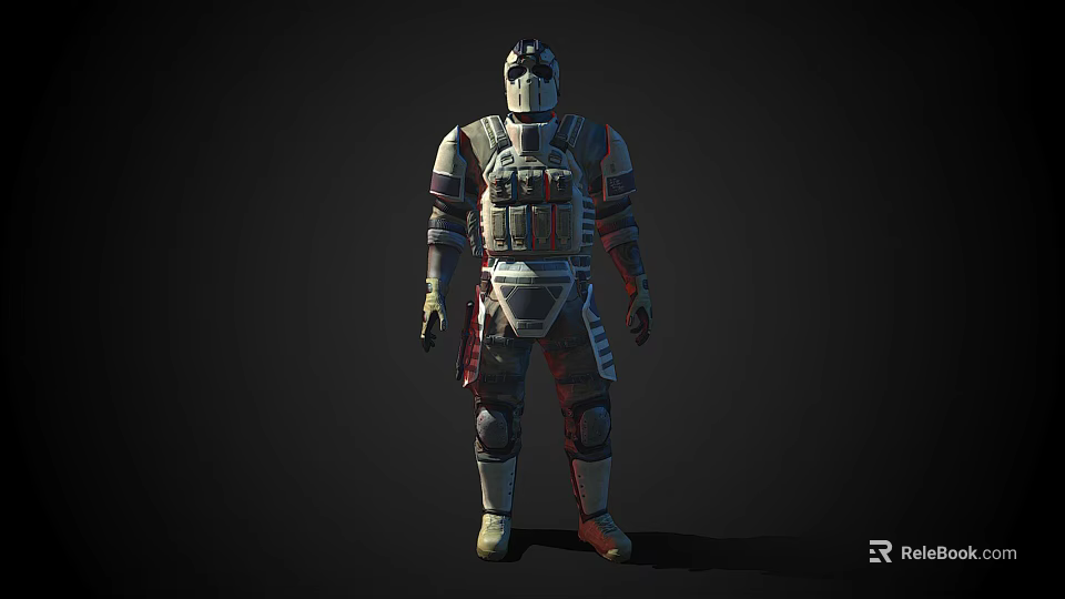 Futuristic Biological Warrior Character Wearing Detailed Armored Suit With Sci Fi Elements 3d model 