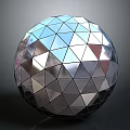 Silver Geometric Sphere Furniture Accent Piece With Triangular Reflective Facets Design 3d model