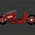 Red Canon Futuristic Motorcycle With Sleek Design And Unique Wheel Structure