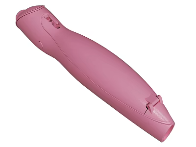 Pink Curved Handheld Device With Ergonomic Design And Smooth Surface Buttons 3d model