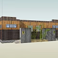 Natural Style Wooden Cabin Surrounded by Trees With Lawn and Green Plants