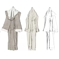 Different Colored Robes Hanging on Hangers Against Light Wall Background