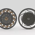 Two Stylish Wall Clocks With Decorative Gold Accents And Minimalist Black Design