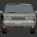 Vintage White Rusty Old Classic Car Exterior With Reflective Black Background
