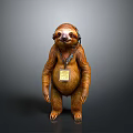Detailed Realistic Standing Sloth Character With Lanyard And ID Badge