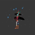 Wizard In Red Outfit With Cloak Holding Colorful Magic Wheel On Orange Ring