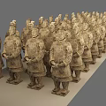 Historical Ancient Terracotta Warrior Clay Sculptures Arranged in Military Formation