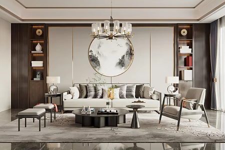 New Chinese Living Room 3d model