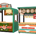 Traditional Street Food Stalls with Oden Rice Barbecue and Seafood Snacks