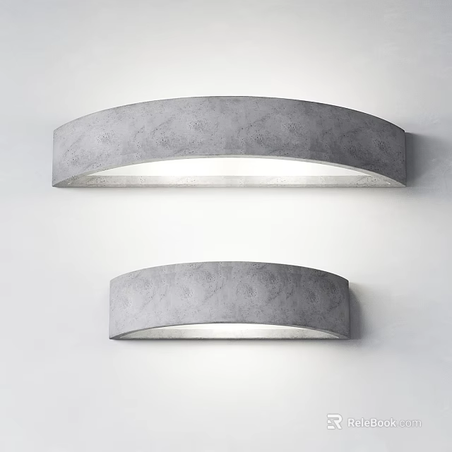Modern Curved Gray Wall Lamps Mounted On White Wall With Soft Interior Lighting 3d model 