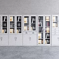 Modern Bookcase With Metal Frame Open Shelves Closed Cabinets And Stored Files And Books