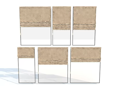 Natural Linen Curtain Panels With Soft Fold Texture Design For Home Windows 3d model