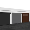Storefront Featuring Black Light Gray Brown White Roller Shutters on White Wall Gray Concrete Floor