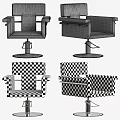 Modern Black Leather Massage Chair With Rotating Base And Metal Frame Armrests
