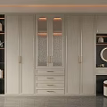 Elegant White Modern Wardrobe Design With Glass Doors Golden Handles Drawers And Mirror