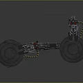 Detailed Design Of Military Machine Guns With Red Components And Wheels