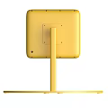 White Cube Shaped Decorative Object With Yellow Curved Stand And Modern Design 3d model