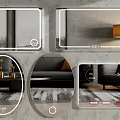 Modern Various Shaped Mirrors With Sleek Borders Control Panels And Digital Displays 3d model