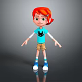 Cartoon Character With Red Hair Green Eyes Wearing Blue T shirt With Cat Design