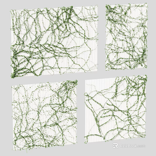 Green Plant Wall With Twisted Vines For Modern Indoor Decorative Design 3d model 