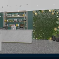 Modern Hotpot Restaurant Interior Design With Green Seating Decorative Plants And Lighting Fixtures