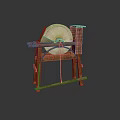 Traditional Wooden Manual Grindstone Tool With Stable Wooden Stand And Round Grinding Wheel