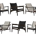 Modern Leisure Chairs With Wooden Frame Armrests And Upholstered Seats In Various Colors