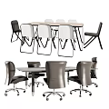 Modern Conference Table with Folding Chairs and Swivel Office Chairs in White Black and Gray