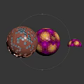 Colorful Hemispherical Structures With Hexagonal Patterns On Blue Platform