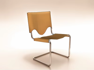 Stylish Modern Leisure Chair With Brown Fabric Seat And Silver Metal Frame 3d model
