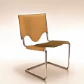 Stylish Modern Leisure Chair With Brown Fabric Seat And Silver Metal Frame