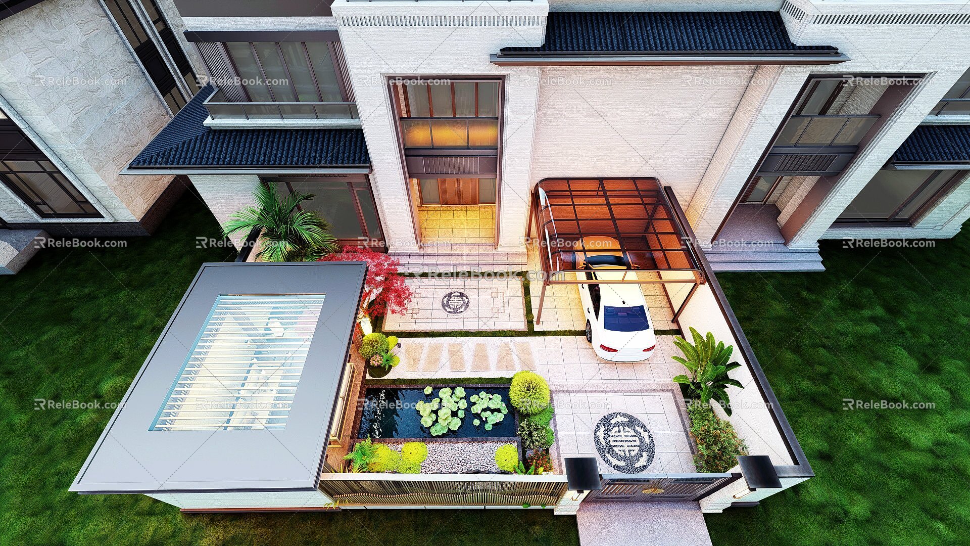 Modern Villa Courtyard Garden View model