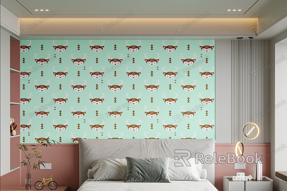 Children's bedside background wall background wallpaper model